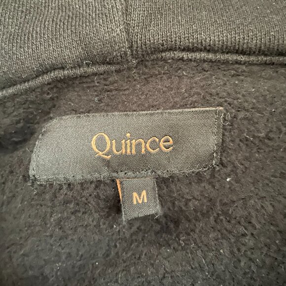 Quince Women Organic Cotton Heavyweight Fleece Cropped Half Zip Hoodie Black M - Picture 5 of 5